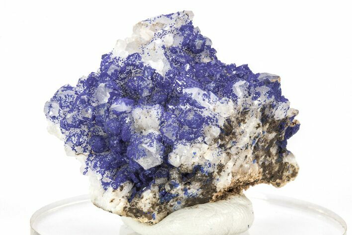 Vivid-Blue Azurite Encrusted Quartz Crystals - China #213812